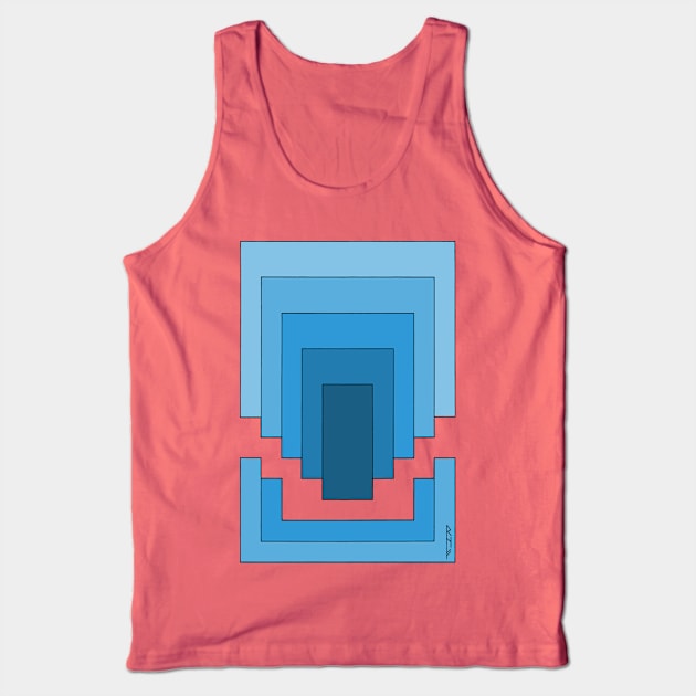 Rectangle Abstract in Blue Tank Top by AzureLionProductions
